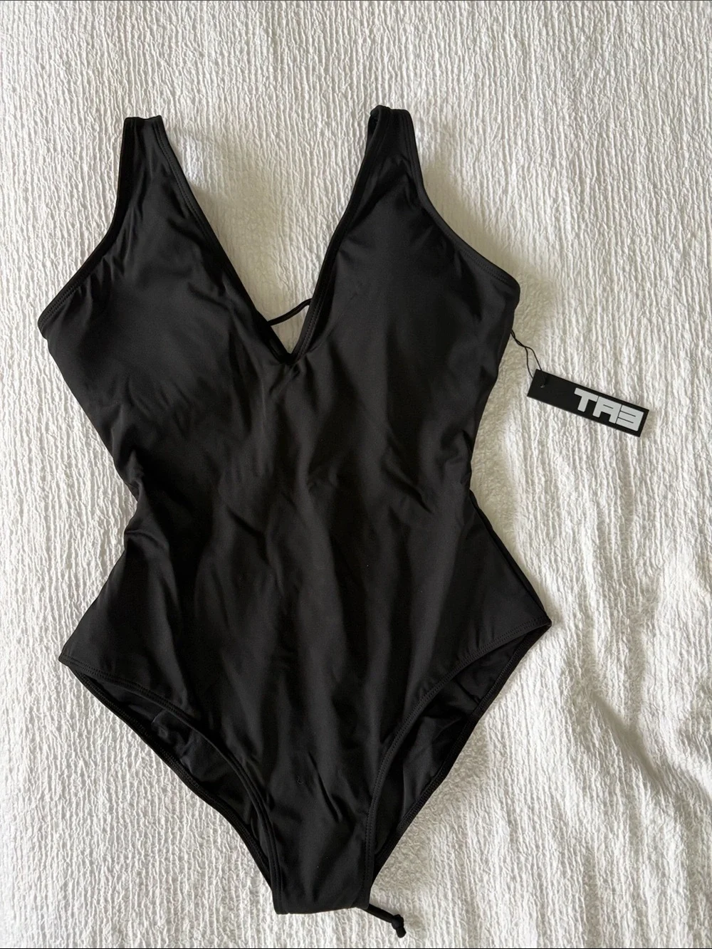 TA3 Black Plungey Large/Short One-Piece Swimsuit